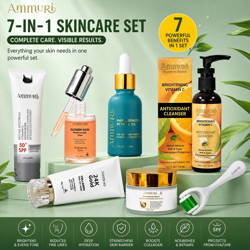 7-in-1 Anti-Ageing Skincare Set | Retinol, Niacinamide & Vitamin C | Ammuri