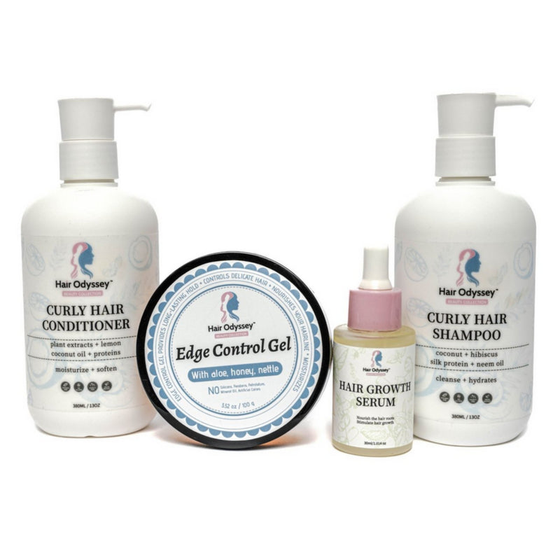 Curly Hair Bundle – Shampoo, Conditioner, Edge Control & Serum