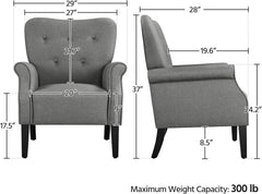 Dark Gray Mid Century Upholstered Armchair Tufted Back