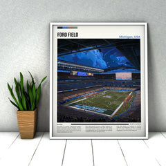 Explore NFL Stadium Posters - Ford Field Prints-2